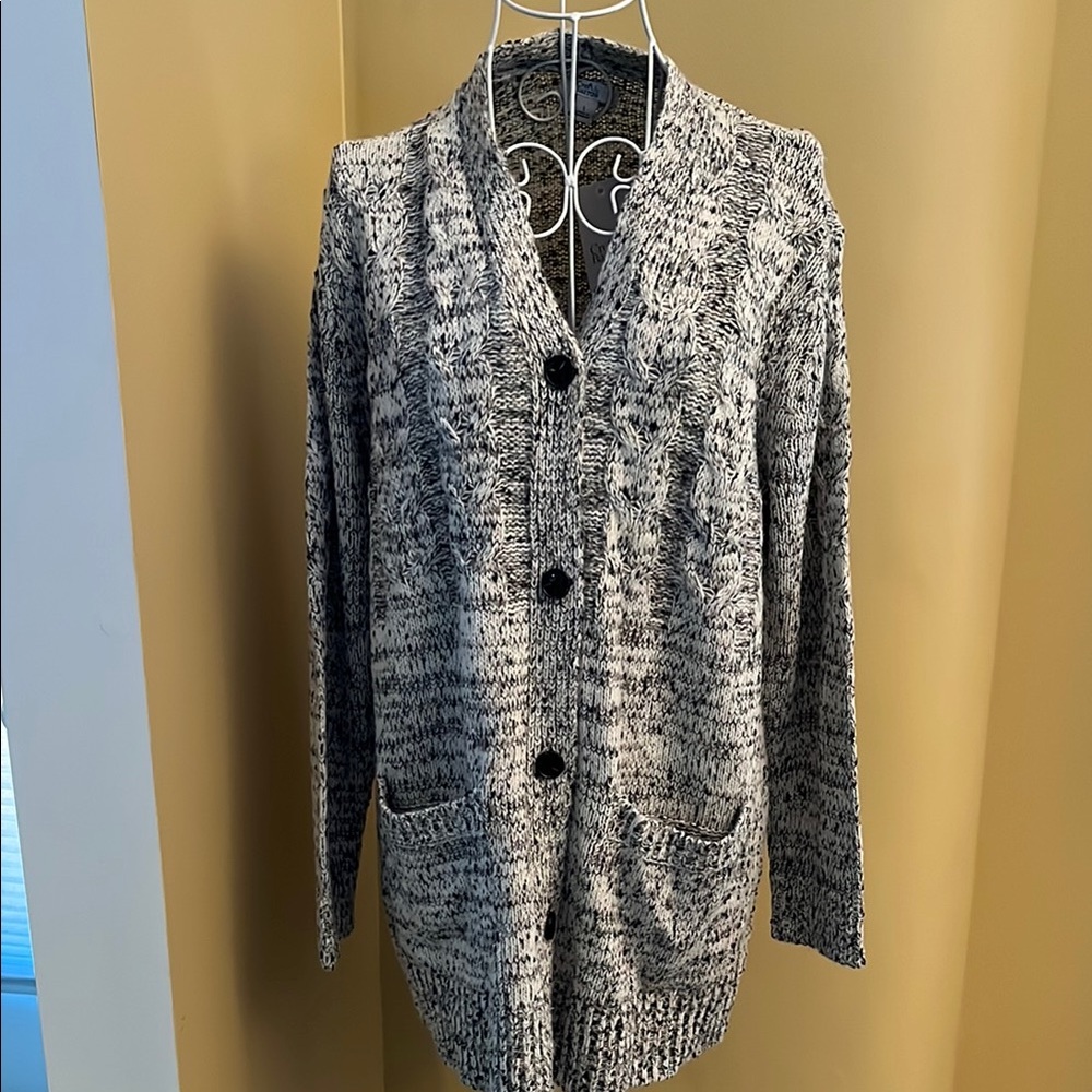 Gray Button-Up Cardigan Sweater